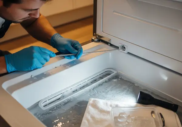 Refrigerator drain blockage clearance service fixing water leakage in Bahrain